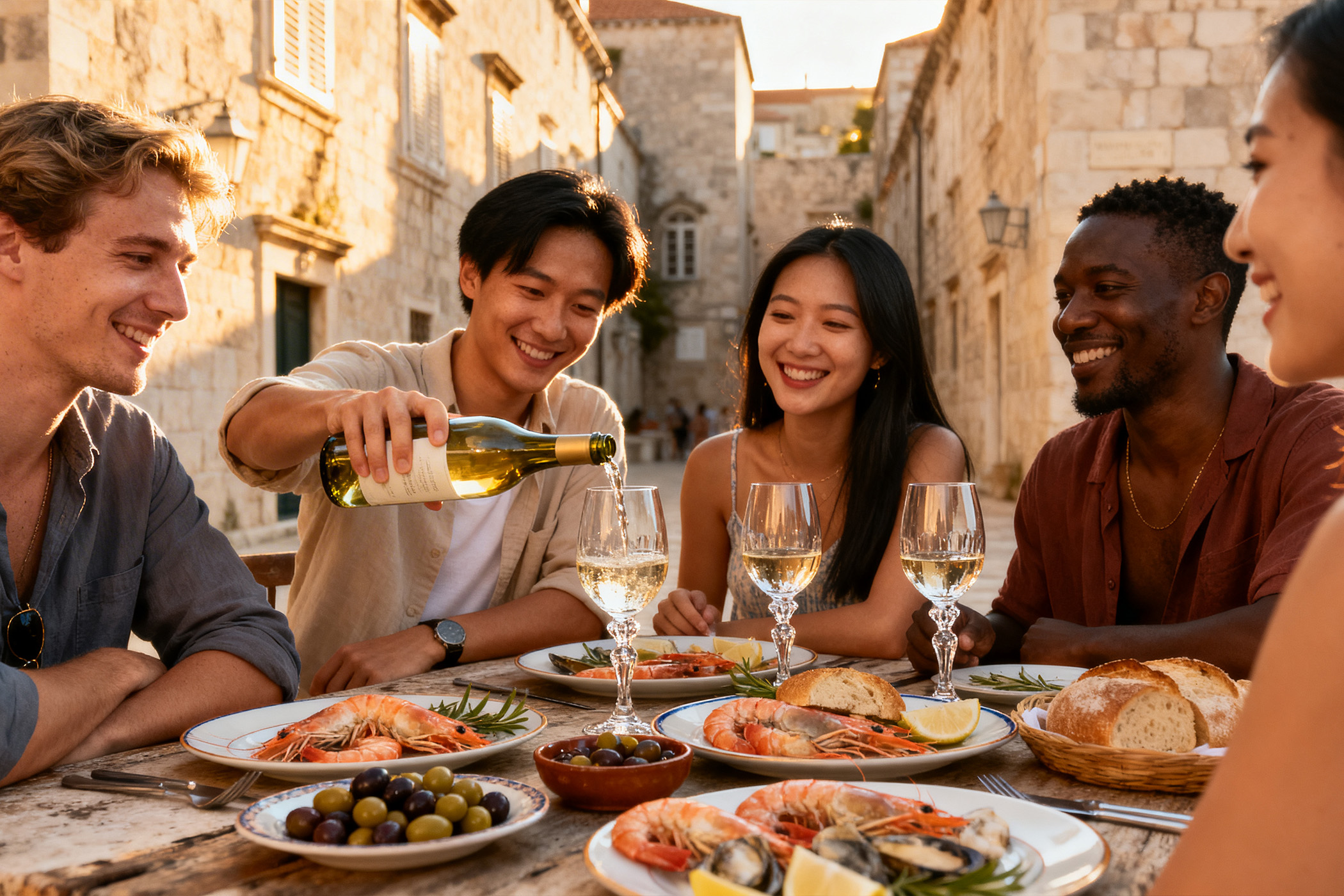Dubrovnik Old Town limestone streets on the food tour experience
